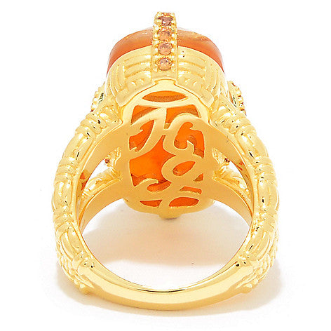Rutilated Quartz Doublet Vintage Dinner Ring Sterling Silver Gold Plated for Ladies