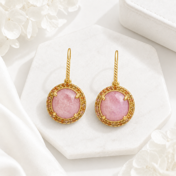 Rainbow Moonstone Doublet Gemstone Drop Earrings Sterling Silver Gold Plated