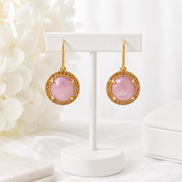 Rainbow Moonstone Doublet Gemstone Drop Earrings Sterling Silver Gold Plated