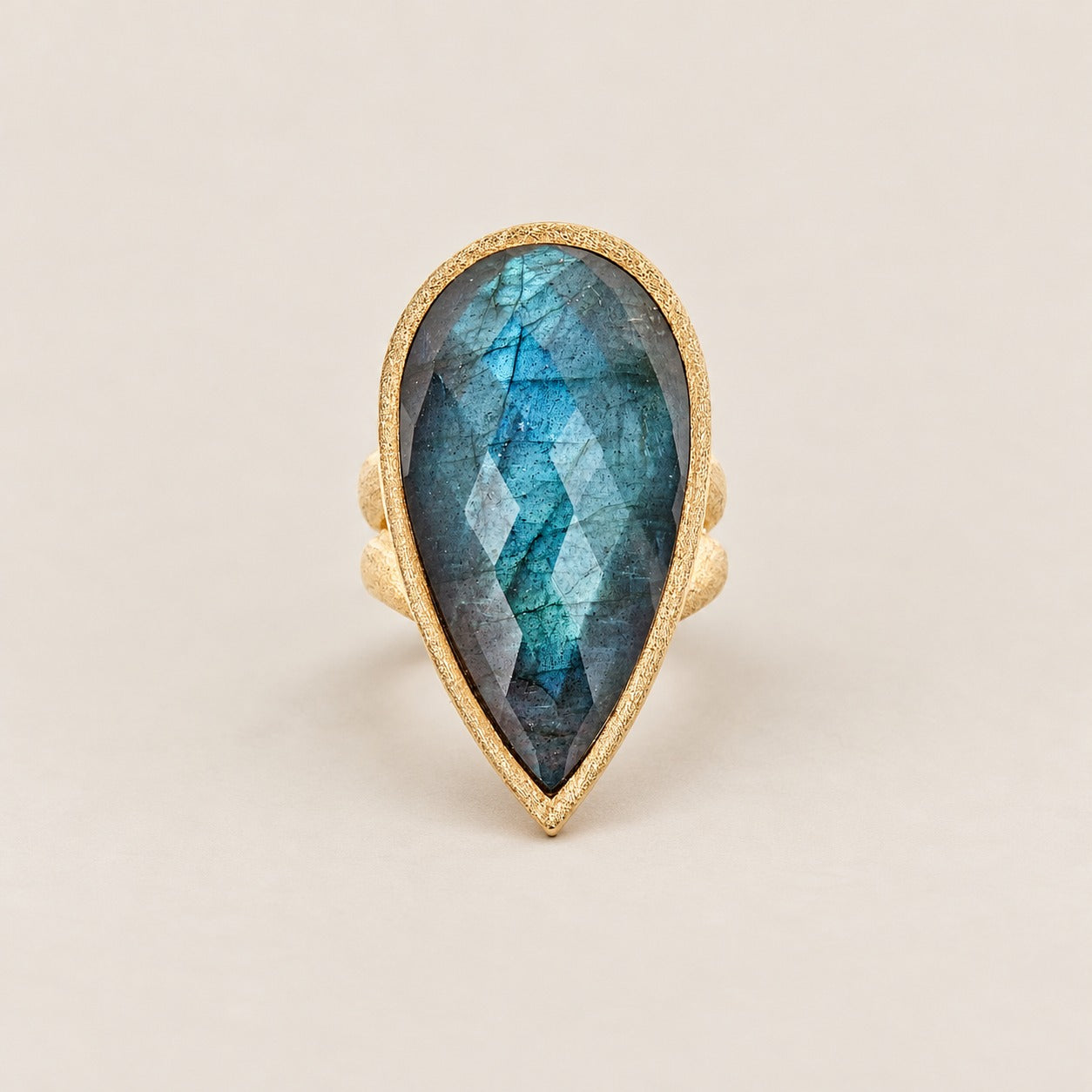 Labradorite Doublet Large Gemstone Dinner Ring Sterling Silver Gold Plated for Women