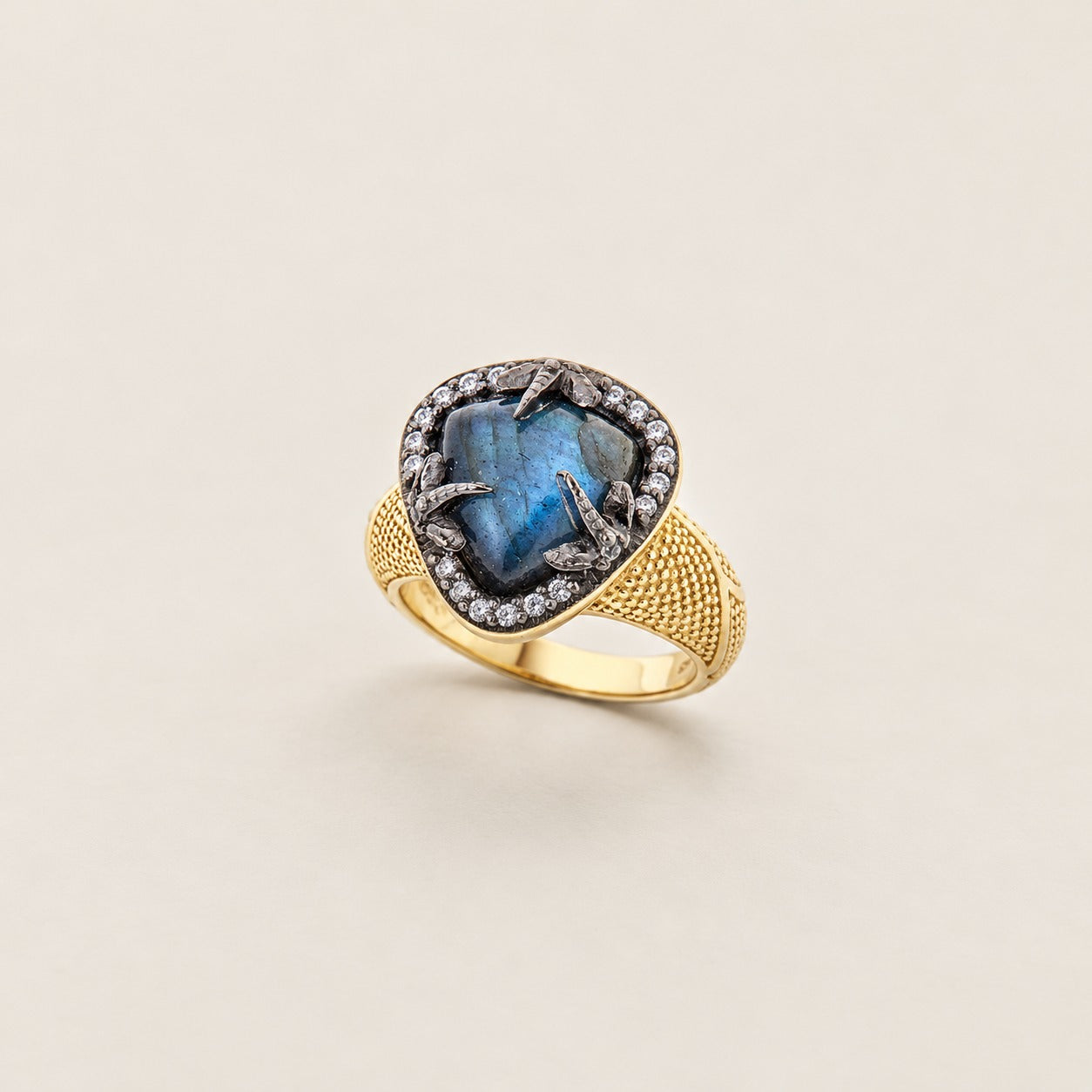 Labradorite Doublet Unique Fashion Ring Sterling Silver Gold Plated for Women