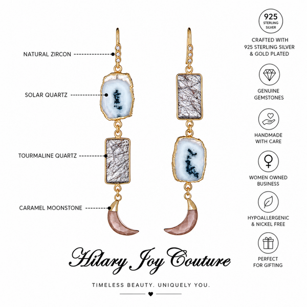 Multi Gemstone Dangle Drop Earrings Sterling Silver Gold Plated