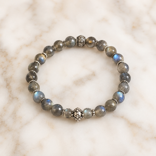 TEST — Labradorite Beaded Stretch Bracelet in Sterling Silver