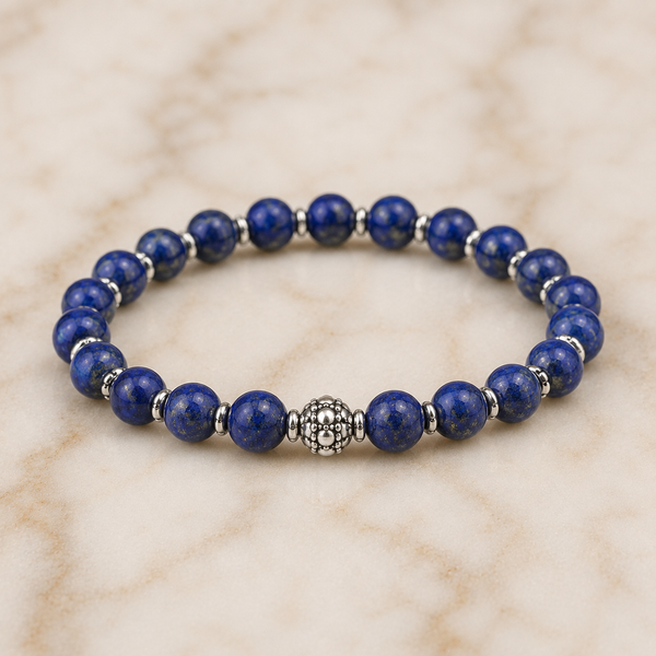 TEST — Lapis Lazuli Beaded Bracelet in Sterling Silver
