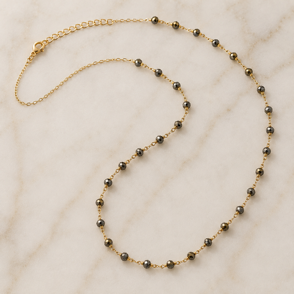 TEST — Pyrite Bead Necklace in 22k Gold Plating