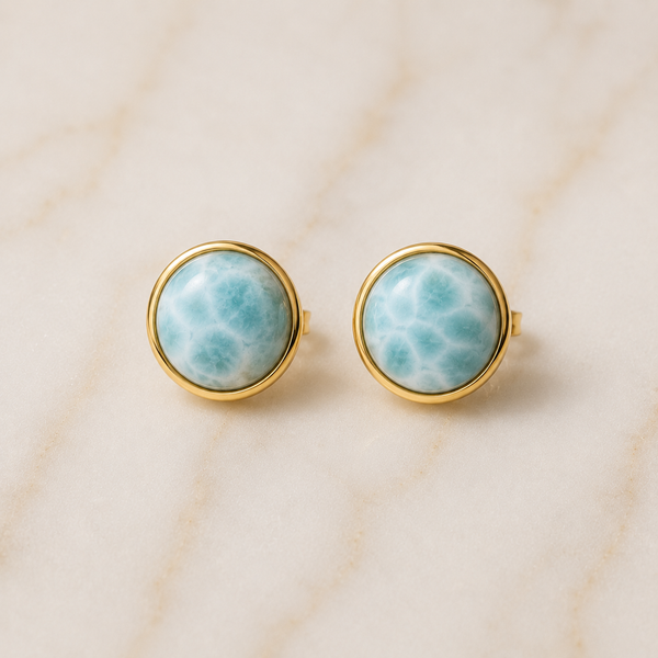 TEST — Larimar Stud Earrings in Gold-Plated Brass