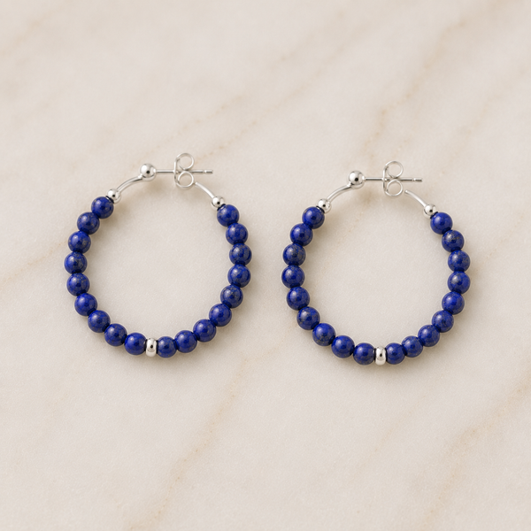 TEST — Lapis Lazuli Hoop Earrings in Sterling Silver