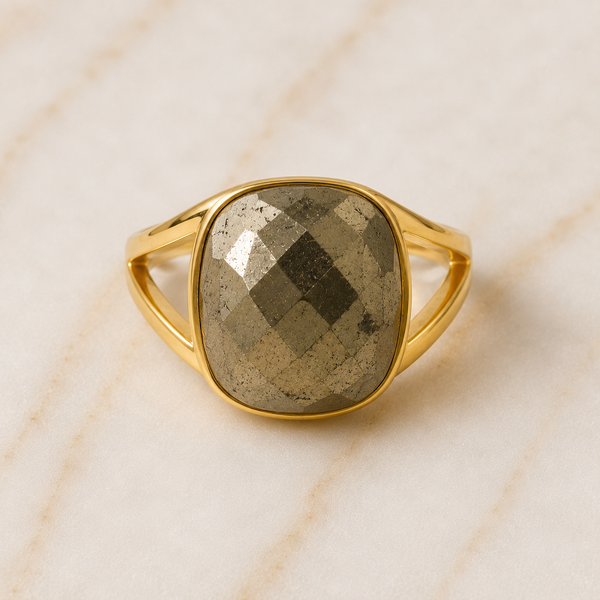 TEST — Pyrite Statement Ring in Gold-Plated Sterling Silver