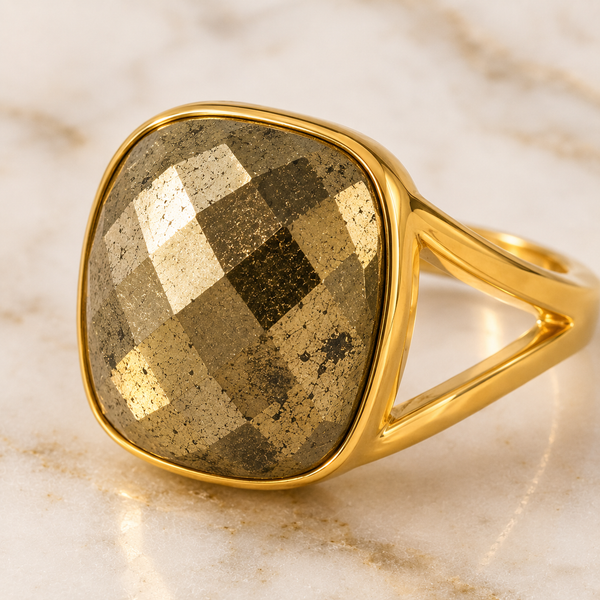 TEST — Pyrite Statement Ring in Gold-Plated Sterling Silver