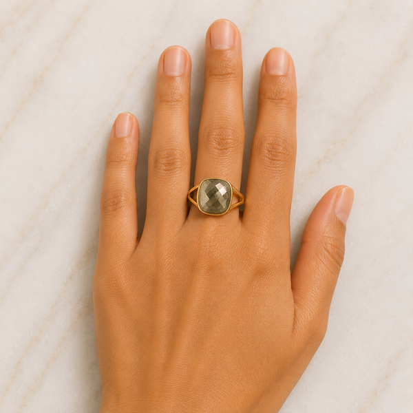 TEST — Pyrite Statement Ring in Gold-Plated Sterling Silver