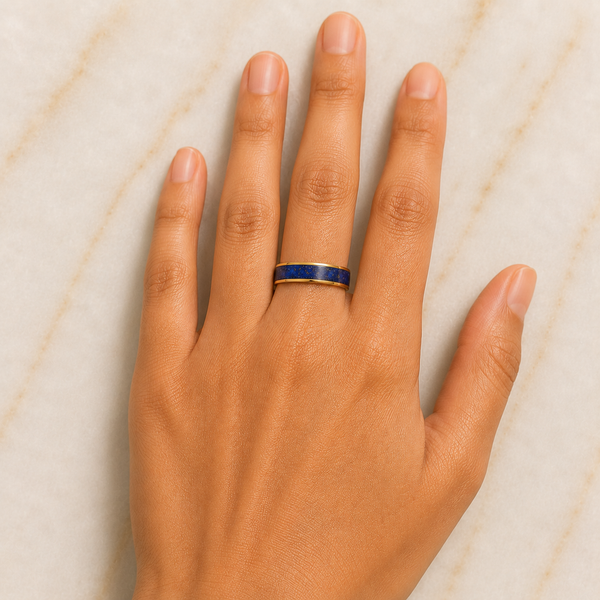 TEST — Lapis Lazuli Band Ring in 22k Gold Plating