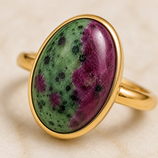 TEST — Ruby in Zoisite Cocktail Ring in Gold-Plated Brass