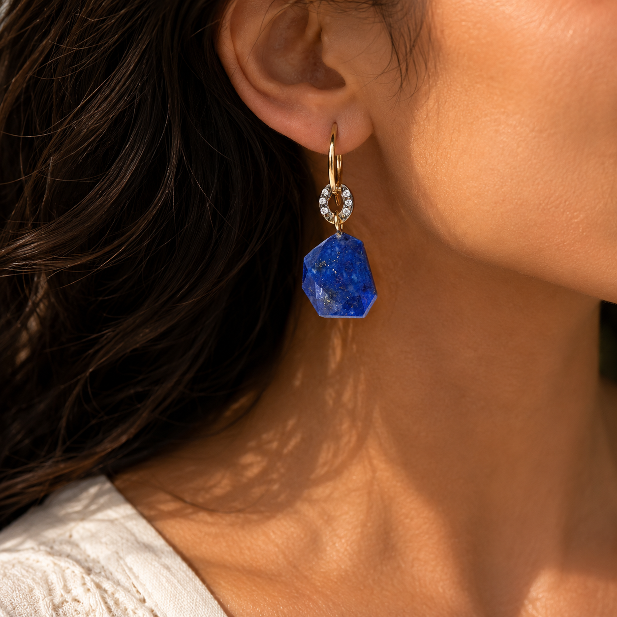 1125 - Lapis Lazuli Natural Zircon Earrings
