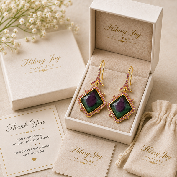 Ruby in Zoisite Gemstone Drop Earring Sterling Silver Gold Plated