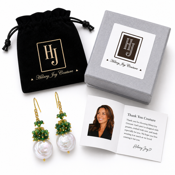 Emerald and Fresh Water Pearl Unique Dangle Drop Earrings Sterling Silver Gold Plated