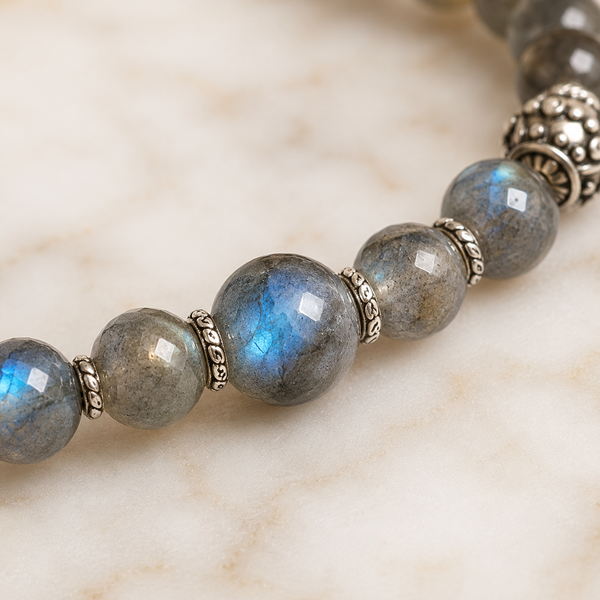 TEST — Labradorite Beaded Stretch Bracelet in Sterling Silver