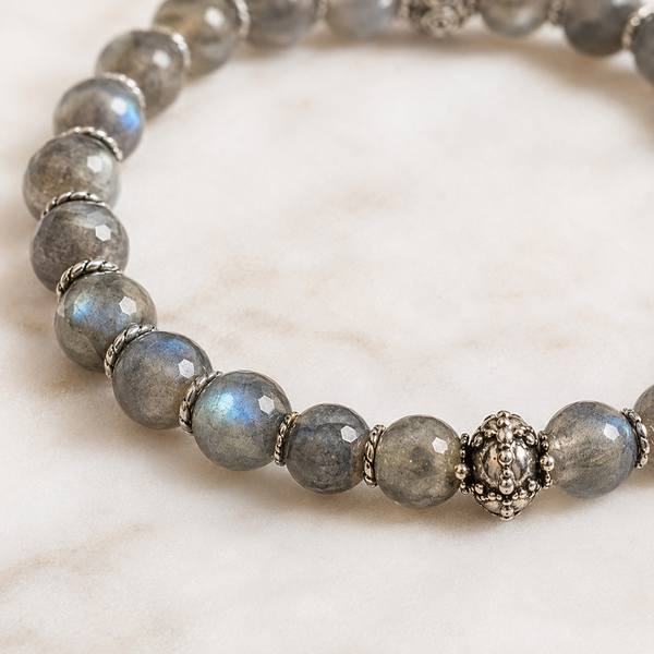 TEST — Labradorite Beaded Stretch Bracelet in Sterling Silver