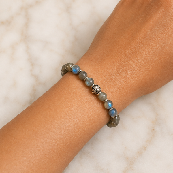 TEST — Labradorite Beaded Stretch Bracelet in Sterling Silver
