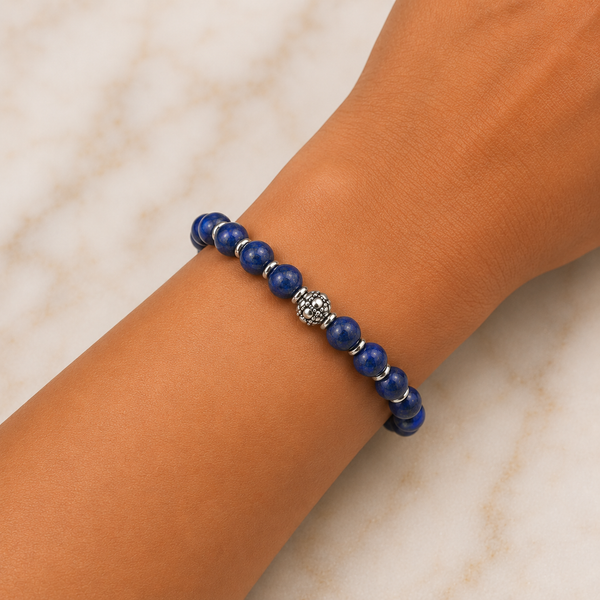 TEST — Lapis Lazuli Beaded Bracelet in Sterling Silver