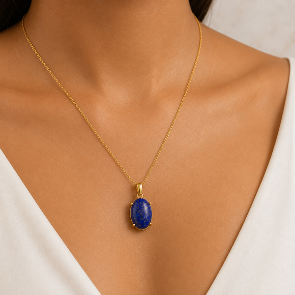 TEST — Lapis Lazuli Pendant Necklace in Gold-Plated Chain