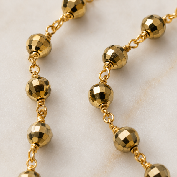 TEST — Pyrite Bead Necklace in 22k Gold Plating