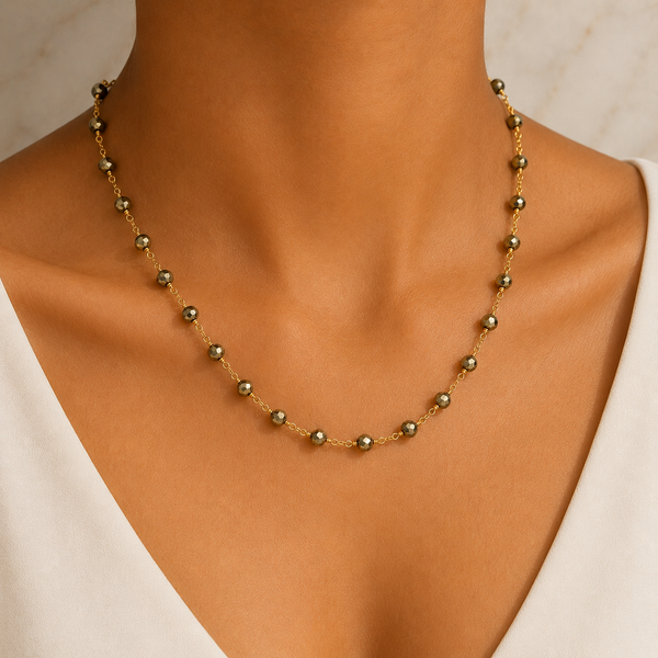 TEST — Pyrite Bead Necklace in 22k Gold Plating