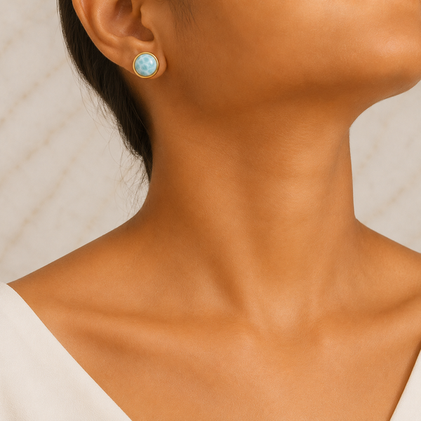 TEST — Larimar Stud Earrings in Gold-Plated Brass