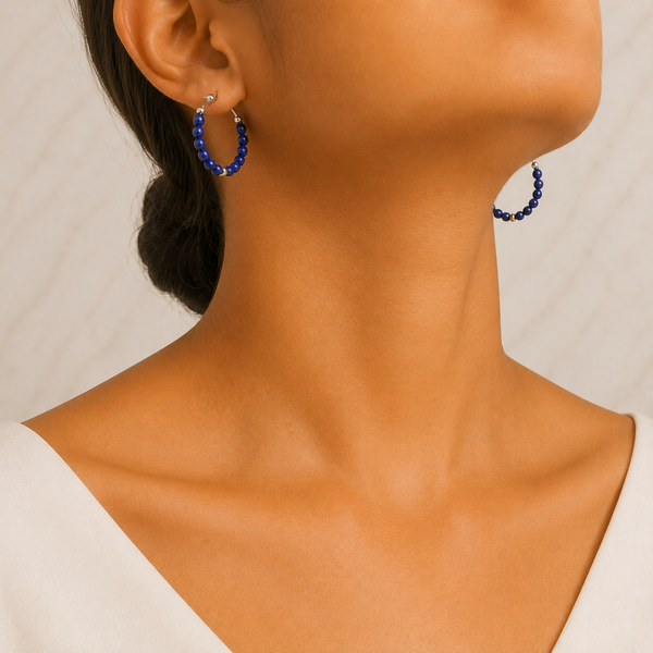 TEST — Lapis Lazuli Hoop Earrings in Sterling Silver