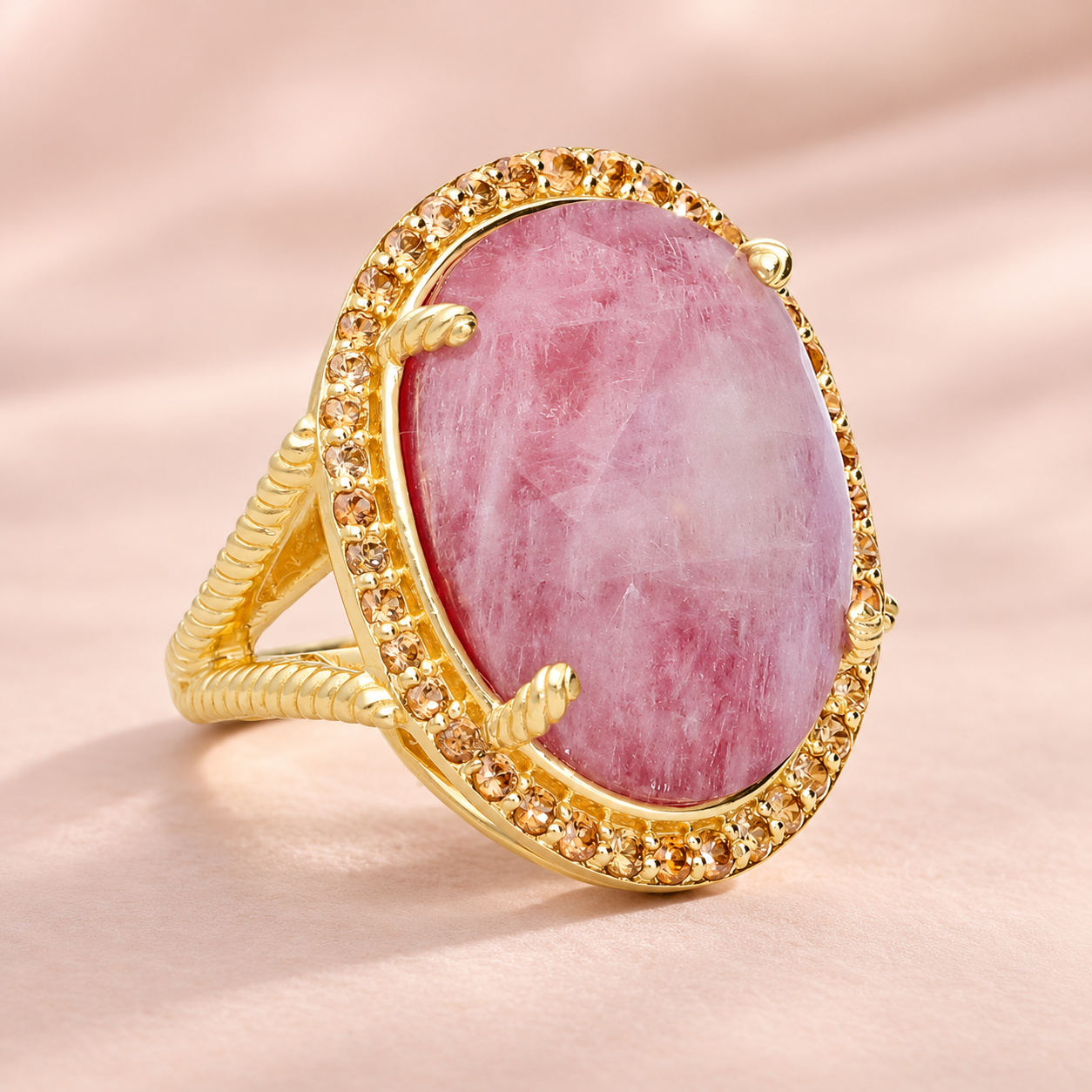 Dyed Ruby Doublet Large Gemstone Statement Cocktail Ring Sterling Silver Gold Plated for Women