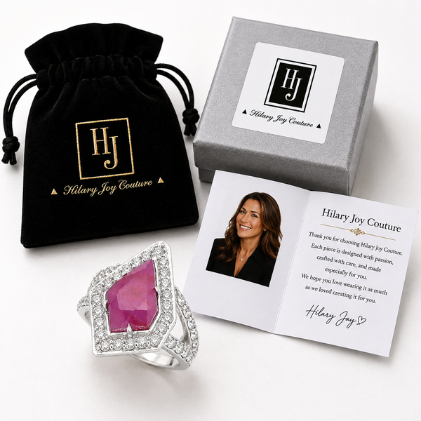Pink Sapphire with Natural Zircon Sterling Silver Rhodium Ring