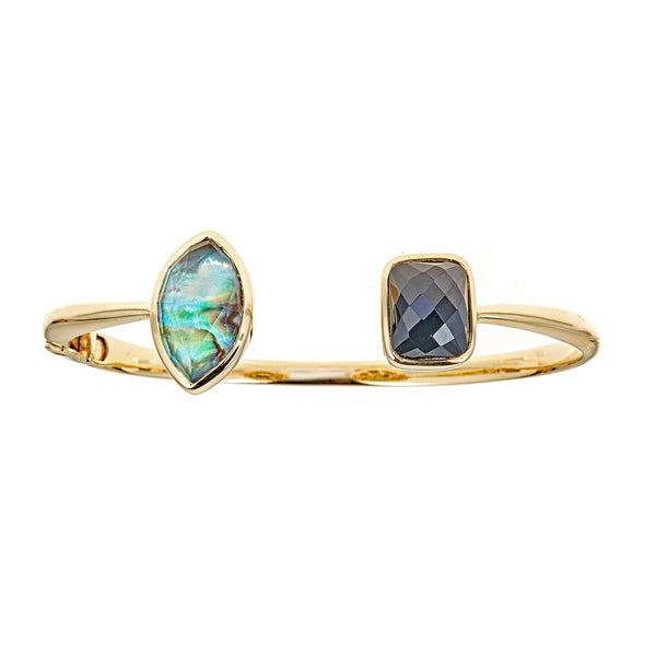 Gemstone Sterling Silver Gold Plated Cuff Hinged Bangle Bracelet, gemstone cuff bracelet