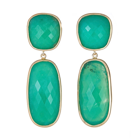 Chrysoprase Sterling Silver Gold Plated Earrings