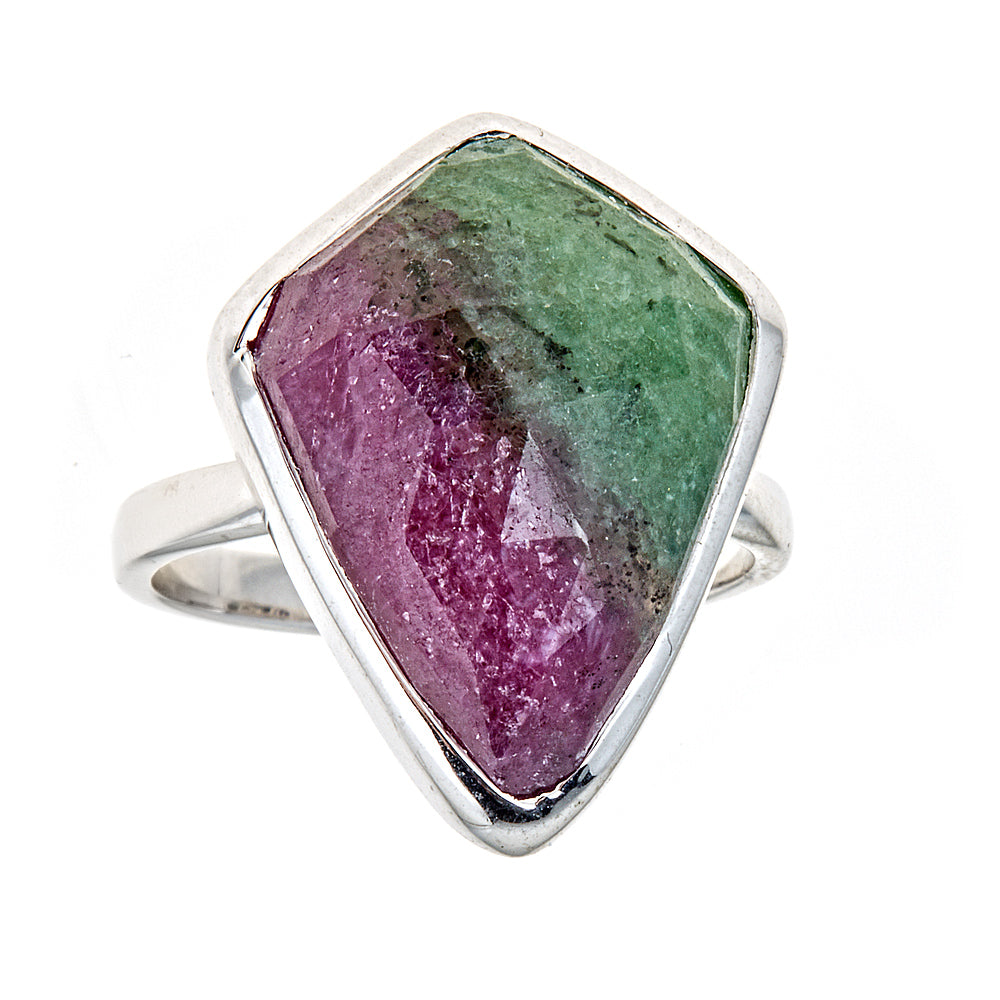 Ruby Zoisite Sterling Silver Rhodium Ring - Hilary Joy Couture