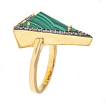 Malachite Statement Dinner Ring Sterling Silver Gold Plated for Women - Hilary Joy Couture