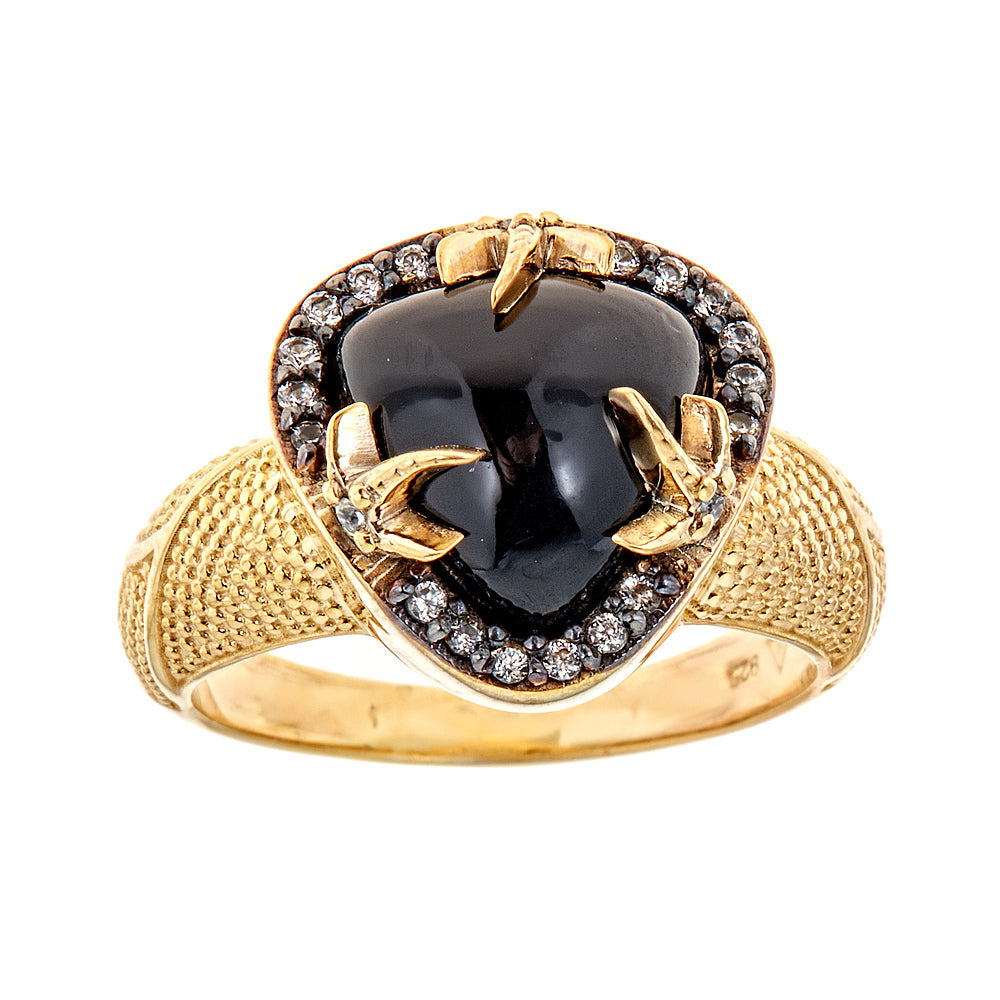 Onyx Natural Zircon Sterling Silver Gold Plated Black Rhodium Ring - Hilary Joy Couture