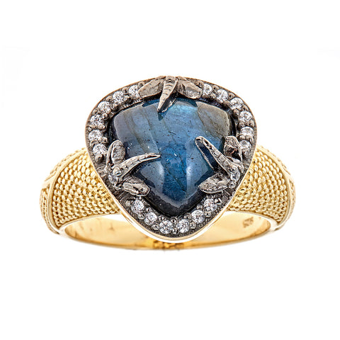 Labradorite Doublet Unique Fashion Ring Sterling Silver Gold Plated for Women