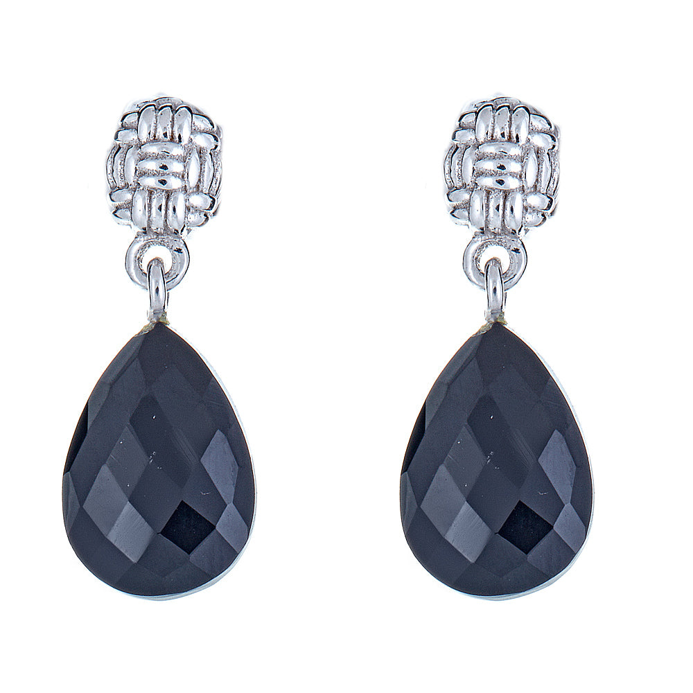 Black Onyx Unique Dangle Drop Earrings Sterling Silver Rhodium , christmas jewelry gift for girlfriend