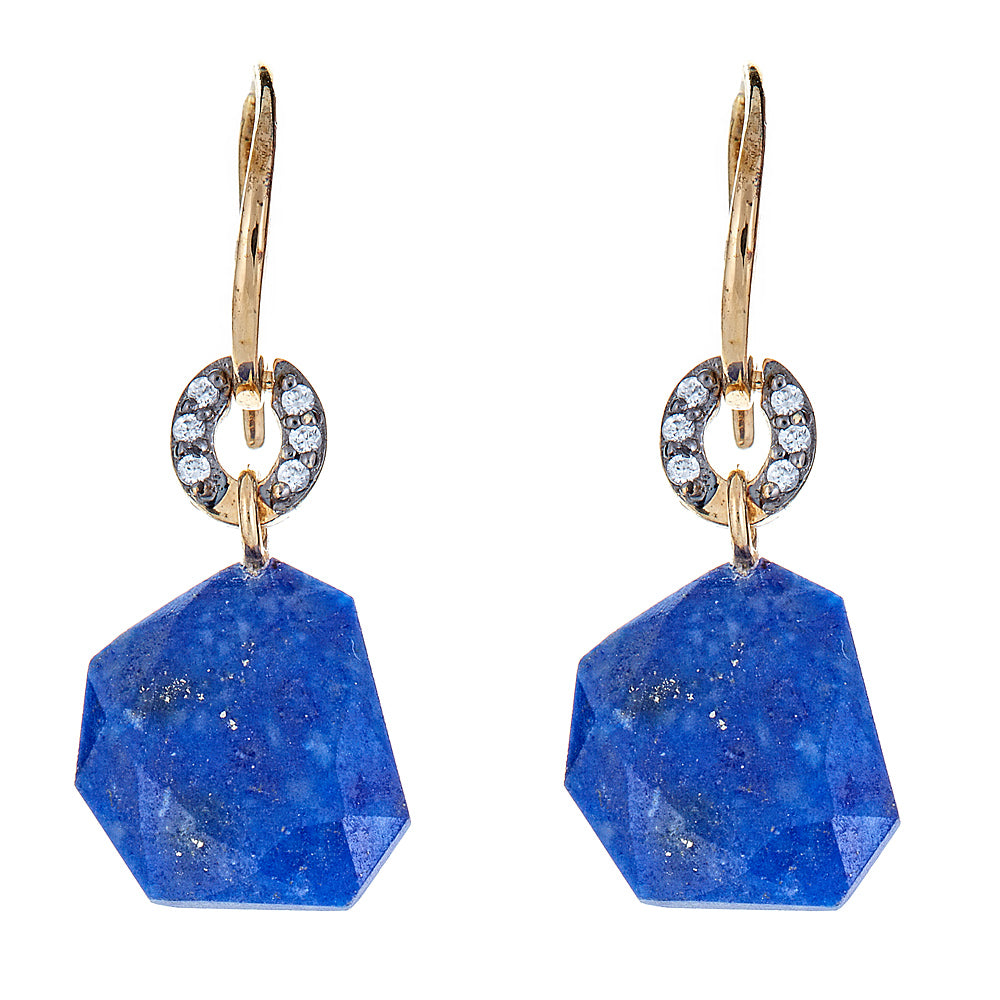 1125 - Lapis Lazuli Natural Zircon Earrings - Hilary Joy Couture