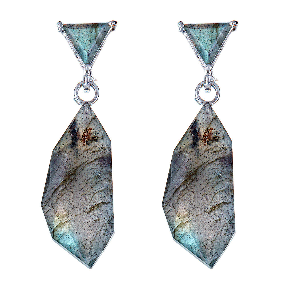 4385 - Labradorite Sterling Silver Rhodium Earrings - Hilary Joy Couture