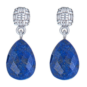 Briolette Lapis Lazuli Sterling Silver Rhodium Earrings