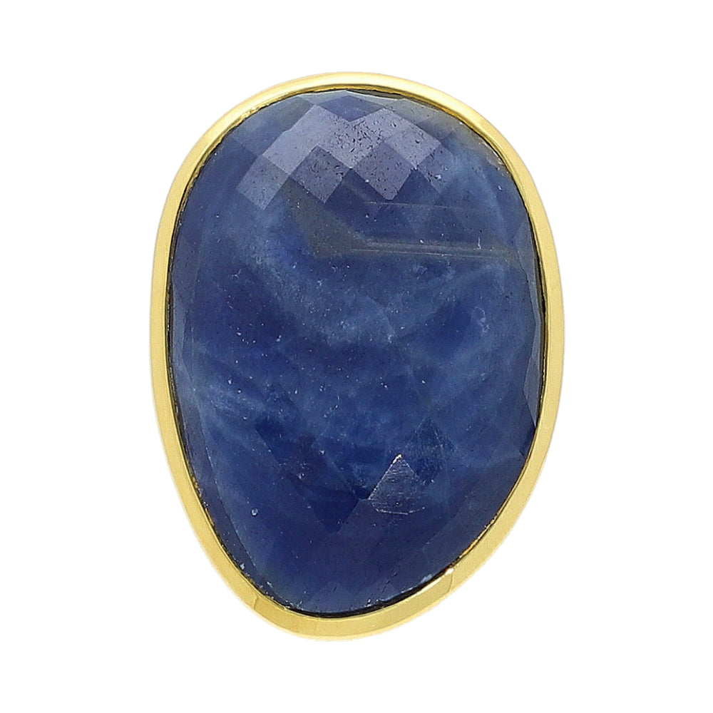 Blue Sapphire Sterling Silver Gold Plated Ring