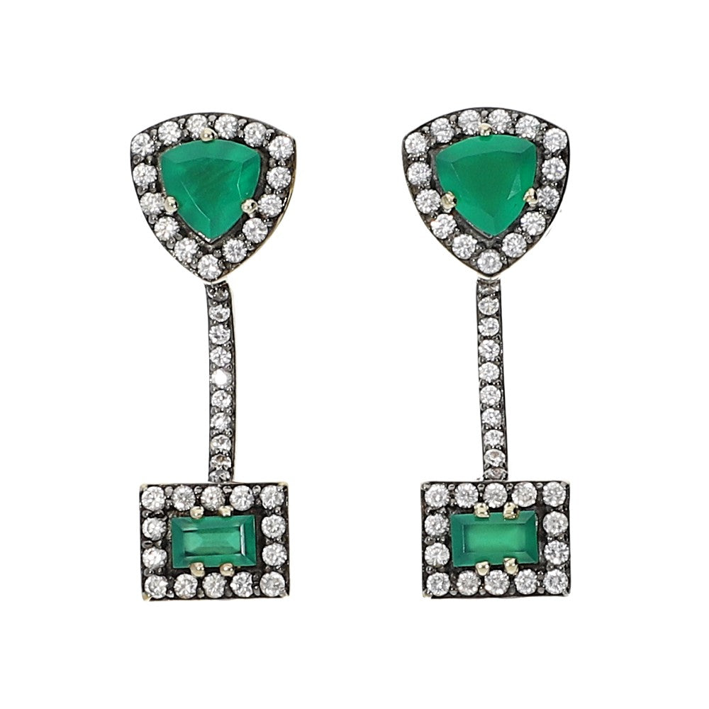 Green Onyx & White Natural Zircon - Hilary Joy Couture