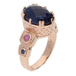 Blue Sapphire Statement Cocktail Ring Sterling Silver Rose Gold for Women - Hilary Joy Couture