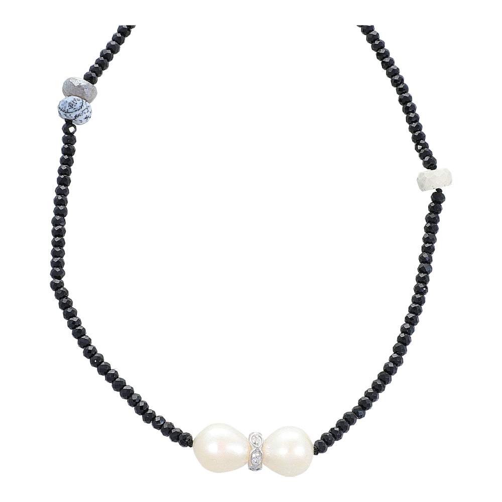 Multi Gemstone Extra Long 36 Inch Vintage Style Beaded Necklace Sterling Silver Rhodium